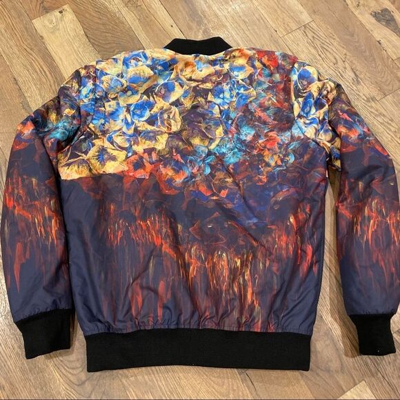 Flux Luxury Multicolor Printed Bomber Mens Jacket Size Large - Picture 8 of 14